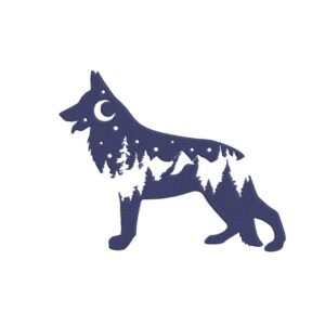 German Shepherd Dog Silhouette Machine Embroidery Design, Puppy Breed Embroidery File