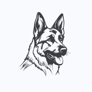 German Shepherd Dog Machine Embroidery Design, Puppy Breed Embroidery File