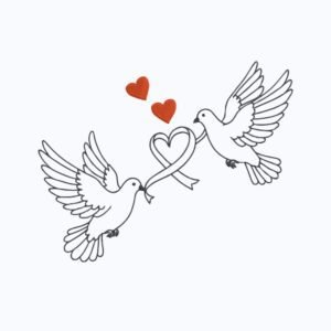Love Doves Machine Embroidery Design, Romantic Pigeons Outline Embroidery File