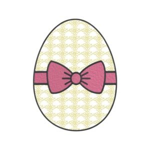 Egg With Bow Machine Embroidery Design, Easter Spring Season Embroidery File
