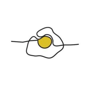 Fried Egg Outline Machine Embroidery Design, Minimalist Kitchen Line Art Embroidery File