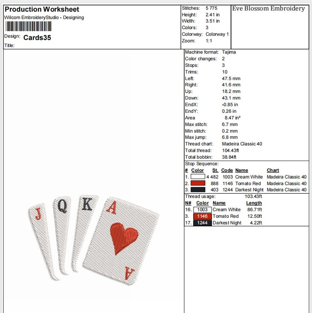 Poker Cards Machine Embroidery Design, Hobby and Activity for All Embroidery File - Image 2