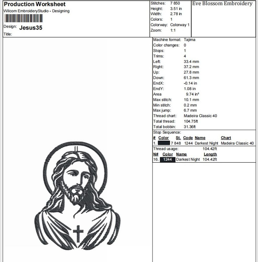 Merciful Jesus Machine Embroidery Design, Spiritual Religious Embroidery File - Image 2