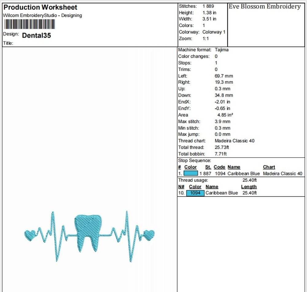 Dental Cardiogram Machine Embroidery Design, Hobby and Activity for All Embroidery File - Image 2