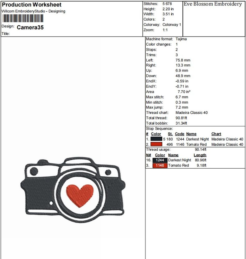 Camera With A Heart Machine Embroidery Design, Hobby and Activity for Women Embroidery File - Image 2