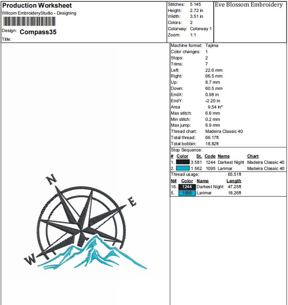 Compass Machine Embroidery Design, Adventure Embroidery File - Image 2