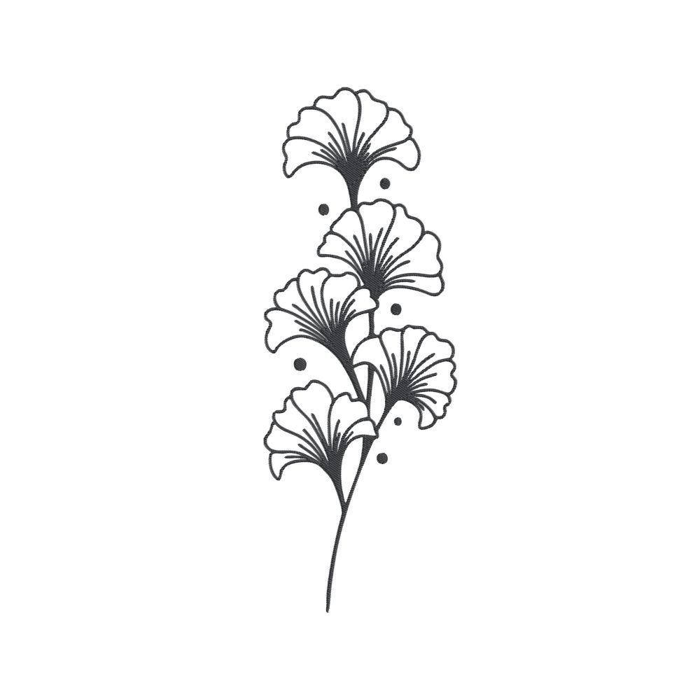 Elegant Blooms Machine Embroidery Design, Flower Outlne Embroidery File