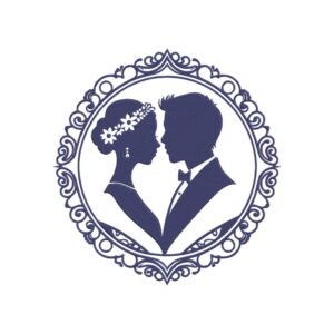 Wedding Couple In Frame Machine Embroidery Design, Marriage Embroidery File