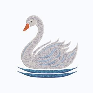 Elegant Swan Machine Embroidery Design, Bird Embroidery File