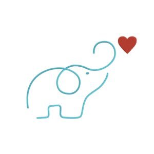 Elephant Outline Machine Embroidery Design, Animal With Heart Embroidery File