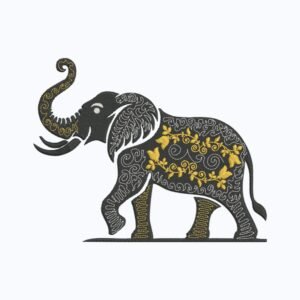 Majestic Elephant Machine Embroidery Design, Wild Animal Embroidery File