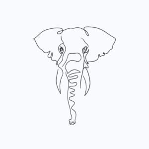 Linear Elephant Machine Embroidery Design, Minimalist Animal Embroidery File