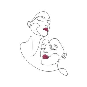 Two Faces Line Art Machine Embroidery Design, Gift For Loved One Embroidery File
