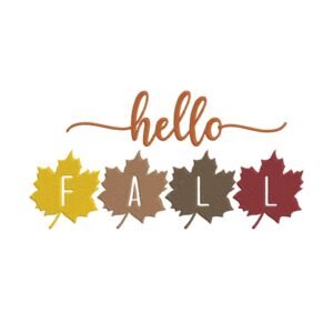 Hello Fall Colors Machine Embroidery Design, Autumn Season Embroidery File