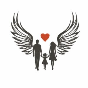 Family Holding Hands Angel Wings Machine Embroidery Design, Home And Family Embroidery File