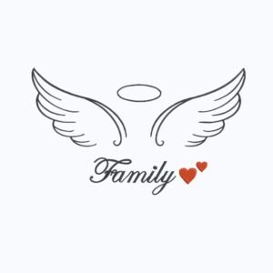 Family Angel Wings Machine Embroidery Design, Home And Family Embroidery File