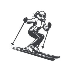 Female Skier Machine Embroidery Design, Hobby and Activity for Women Embroidery File