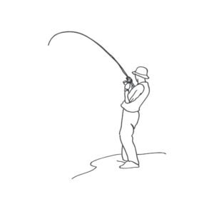 Fisher Outline Machine Embroidery Design, Hobby and Activity for Men Embroidery File