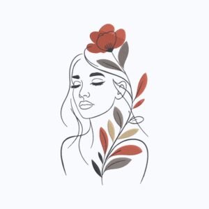Floral Lady Machine Embroidery Design, Female Woman Embroidery File
