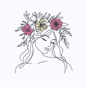 Flower Girl Machine Embroidery Design, Floral Woman Embroidery File