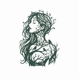 Forest Woman Machine Embroidery Design, Girl Made Of Tree Branches Embroidery File