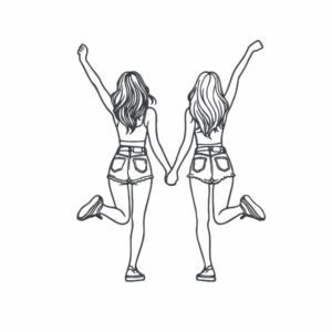 Two Happy Friends Machine Embroidery Design, Gift For Loved One Embroidery File
