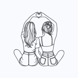 Friends From Behind Machine Embroidery Design, Gift For Loved One Embroidery File