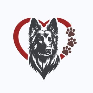 German Shepherd Dog Heart Machine Embroidery Design, Puppy Breed Embroidery File