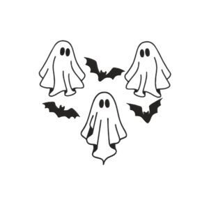 Ghosts And Bats Machine Embroidery Design, Halloween Phantom Embroidery File