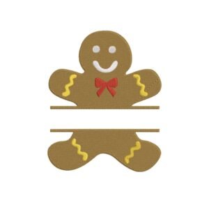 Gingerbread Split Name Frame Machine Embroidery Design, Holiday Winter Season Embroidery File