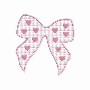 Girly Bow With Hearts Machine Embroidery Design, Beautiful Artistic Embroidery File