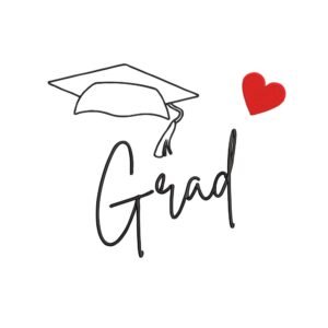 Grad Cap With A Heart Machine Embroidery Design, Graduation Embroidery File