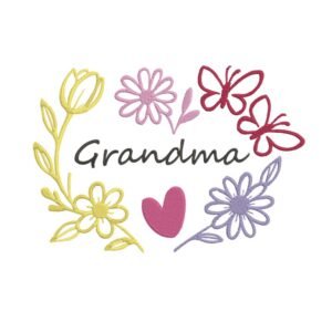 Colorful Grandma Title Machine Embroidery Design, Gift For Loved One Embroidery File