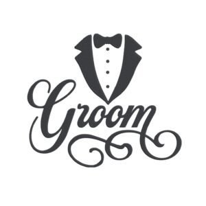 Groom Title With Suit And Bow Tie Machine Embroidery Design, Wedding Marriage Embroidery File