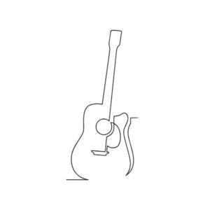 Guitar Outline Machine Embroidery Design, Music Instrument Embroidery File