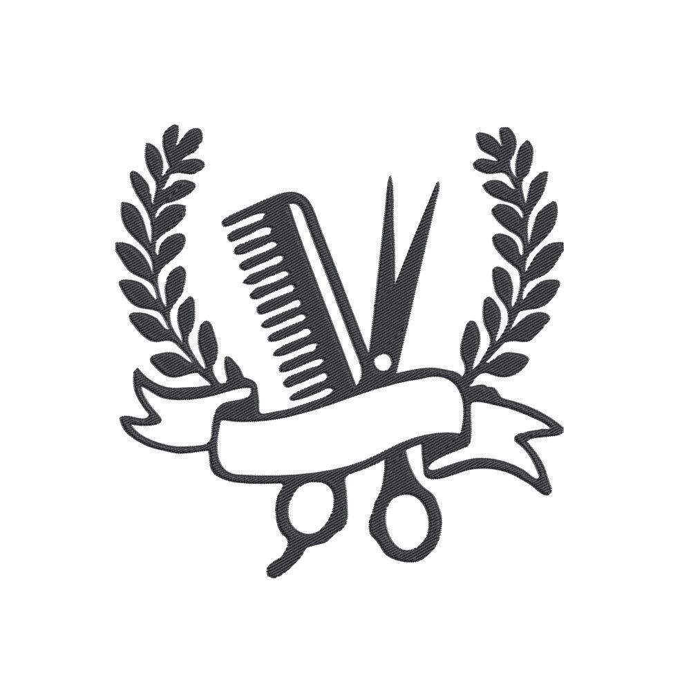 Hairdressers Tool Wreath Machine Embroidery Design, Hobby and Activity for Women Embroidery File