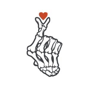 Skeleton Hand With Heart Machine Embroidery Design, Halloween Season Embroidery File