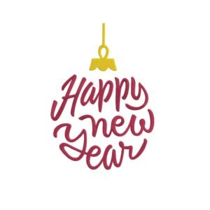 Happy New Year Ornament Machine Embroidery Design, Christmas Winter Season Embroidery File