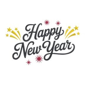 Happy New Year Title Machine Embroidery Design, Christmas Winter Season Embroidery File
