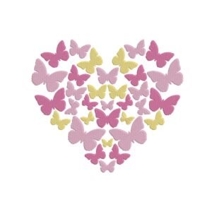 Heart Made Of Butterflies Machine Embroidery Design, Butterfly Embroidery File