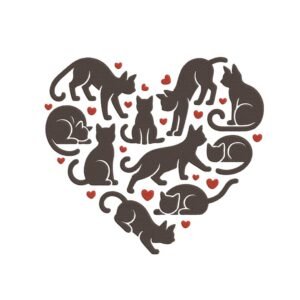 Heart Made Of Cats Machine Embroidery Design, Kitten Embroidery File