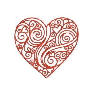Ornamental Red Heart Machine Embroidery Design, Love Embroidery File