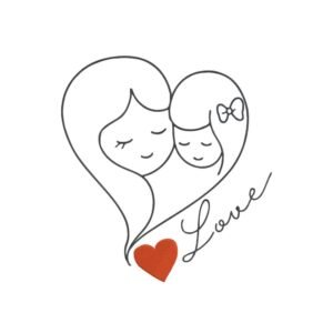 Mom And Daughter Heart Machine Embroidery Design, Kids Embroidery File