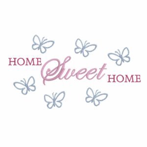 Home Sweet Home With Butterflies Machine Embroidery Design, Home And Family Embroidery File