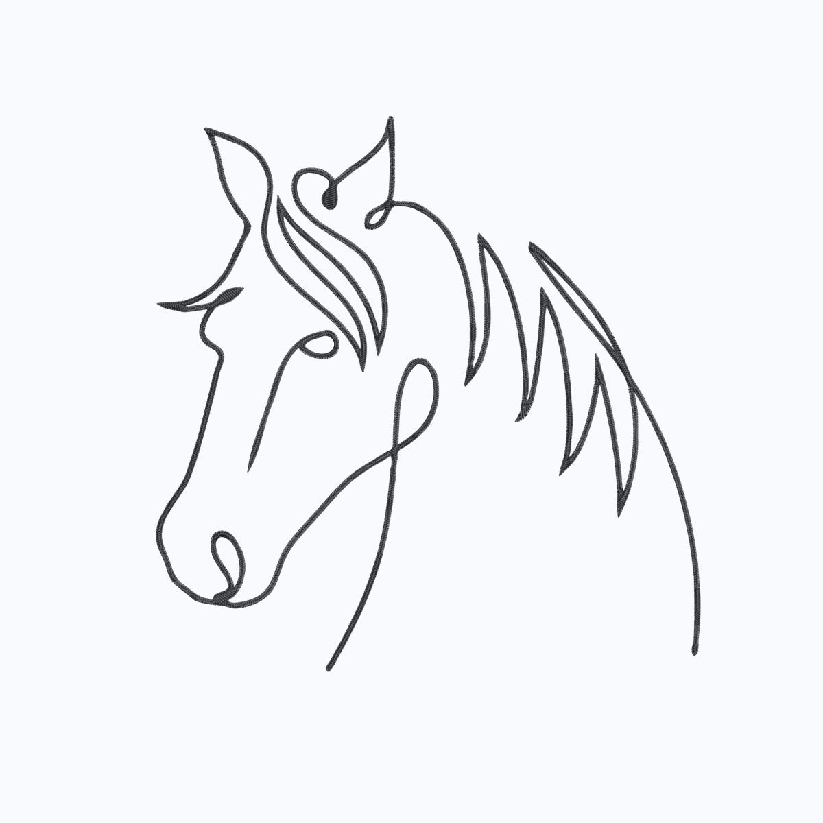 Linear Horse Machine Embroidery Design, Minimalist Animal Embroidery File