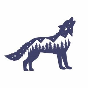 Howling Wolf Silhouette Machine Embroidery Design, Wild Animal Embroidery File