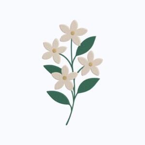 White Jasmine Flowers Machine Embroidery Design, Floral Embroidery File