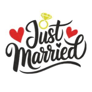 Just Married Machine Embroidery Design, Wedding Marriage Embroidery File