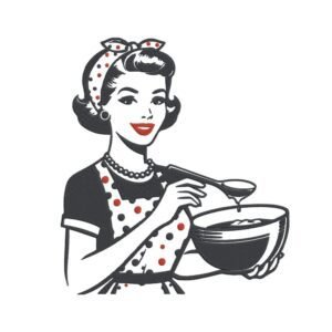 Retro Kitchen Woman Machine Embroidery Design, Beautiful And Simple Cooking Embroidery File