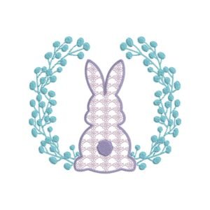 Lace Bunny Wreath Machine Embroidery Design, Rabbit Animal Embroidery File